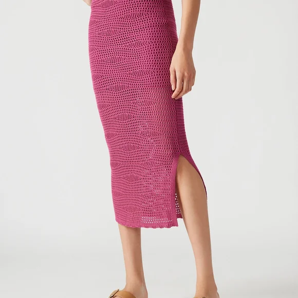 Pink Rose Crochet Midi Skirt Steve Madden Liliana Size XS - Picture 3 of 10